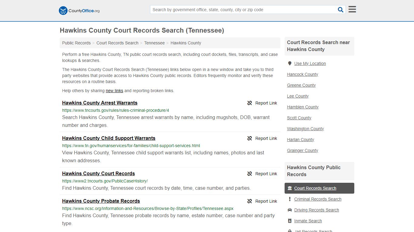 Hawkins County Court Records Search (Tennessee) - County Office